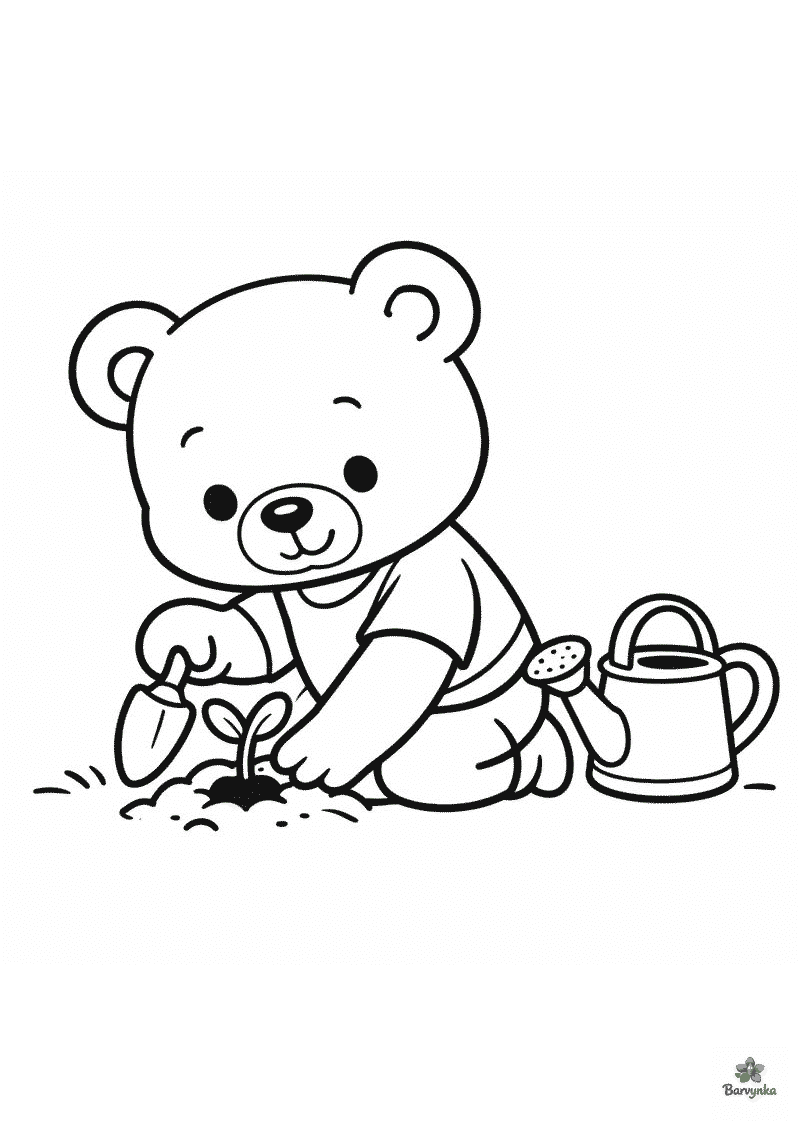 Весна | Ведмедик садить паросток