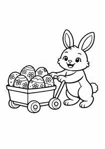 Кролик везе писанки у візку