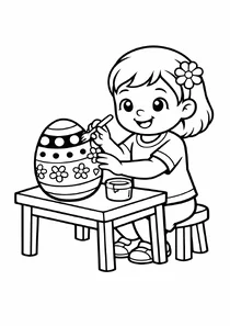 Дівчинка розмальовує писанку