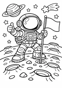 Астронавт і прапор на Місяці