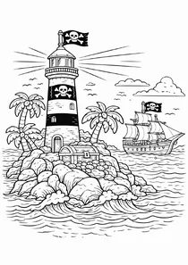 Піратський корабель і маяк